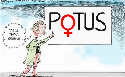 Political Cartoon U.S. Bernie Sanders Elizabeth Warren