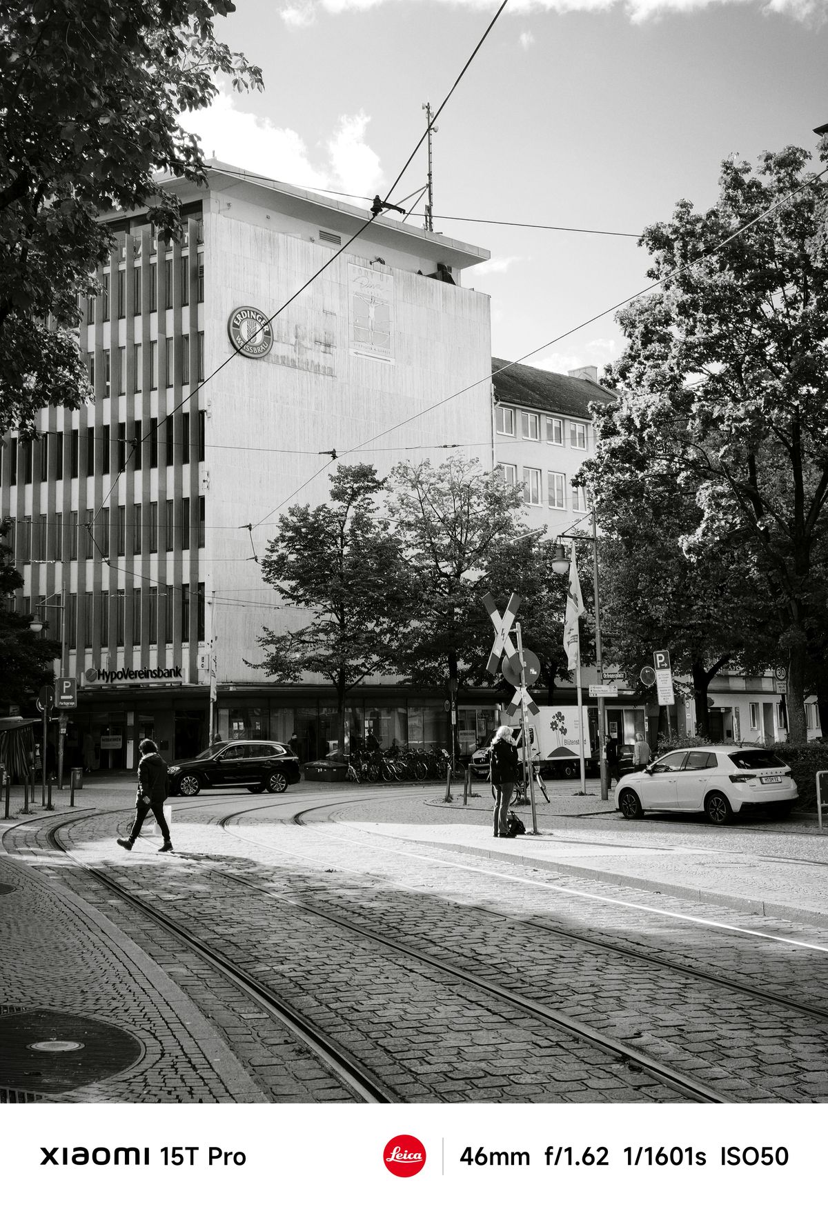 A street in Munich, Germany with tram tracks