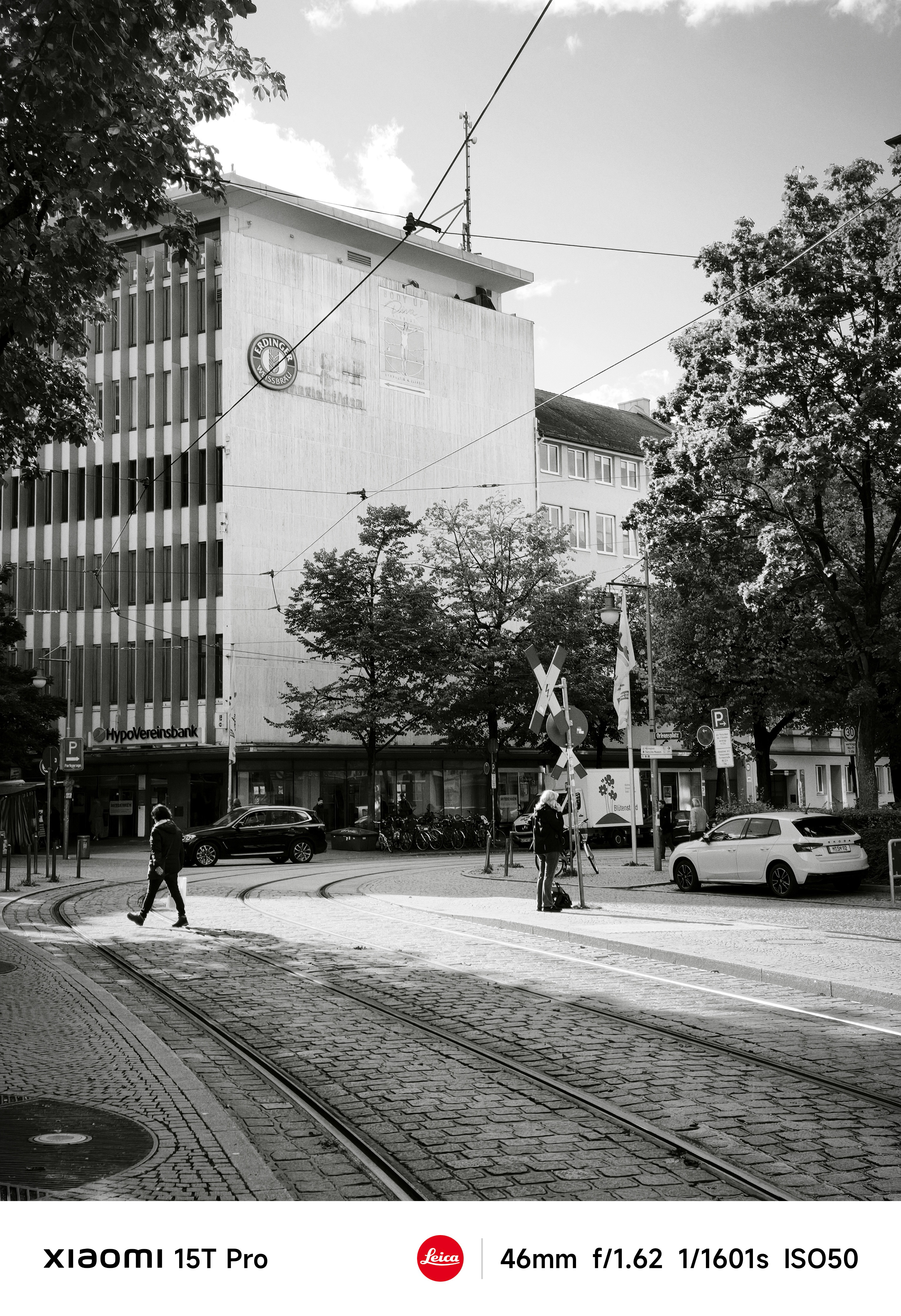 A street in Munich, Germany with tram tracks