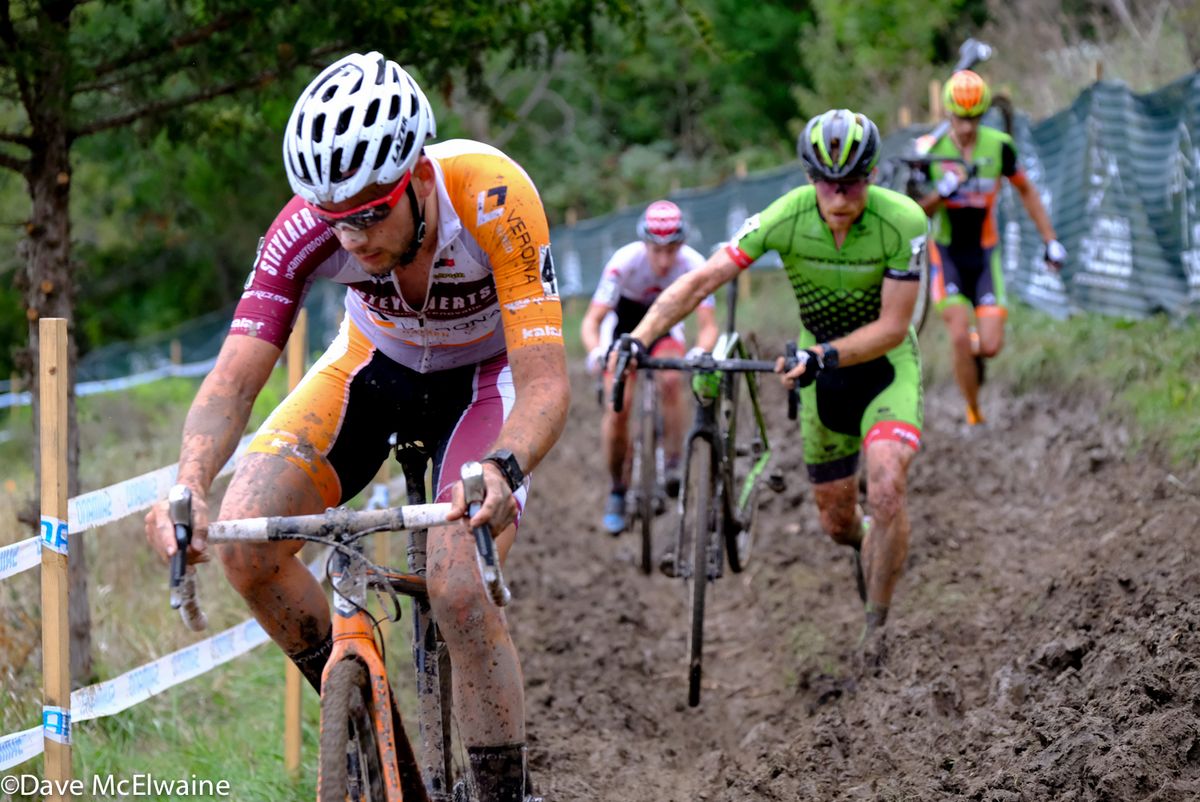 This section of the course was unrideable during Saturday&rsquo;s World Cup but many managed to ride it today.