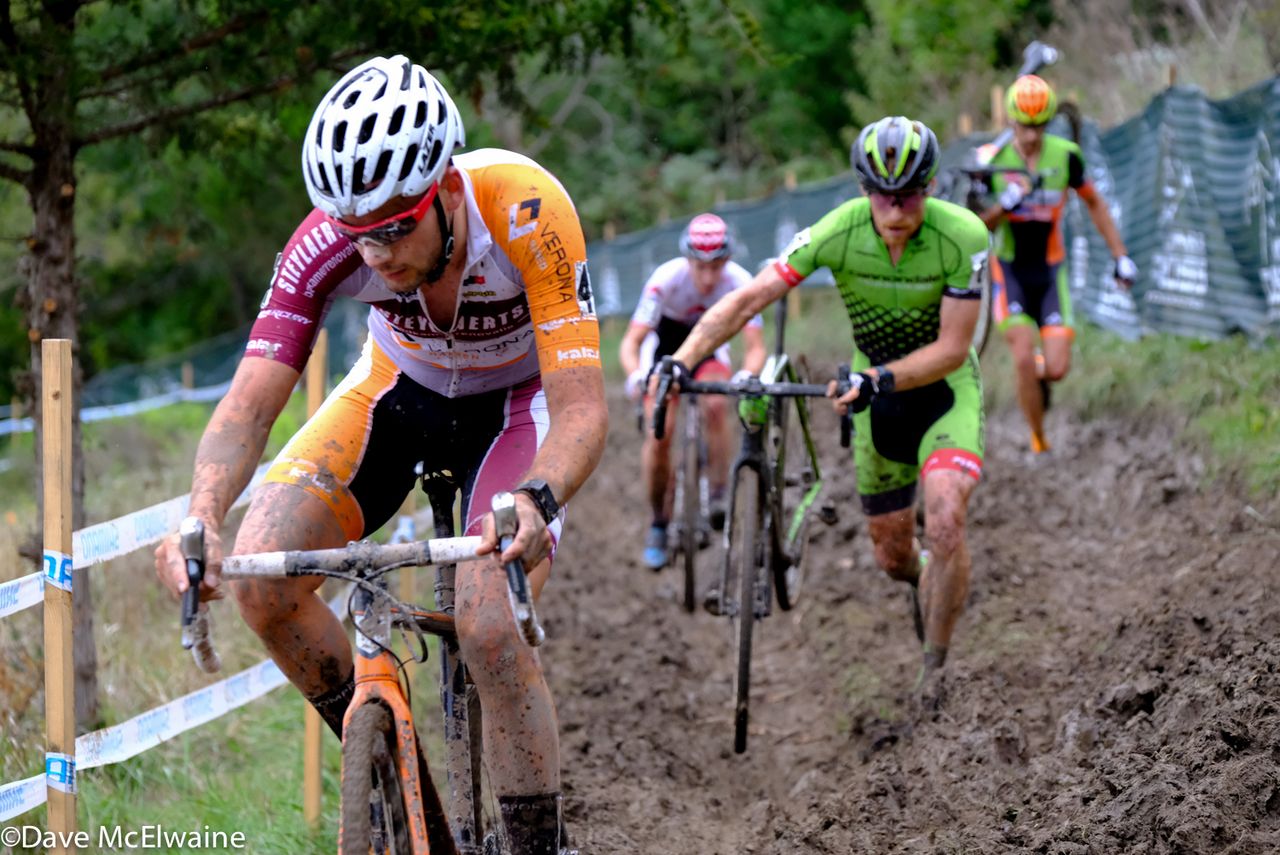 This section of the course was unrideable during Saturday&rsquo;s World Cup but many managed to ride it today.