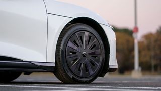 2025 Lucid Air Pure wheel closeup.