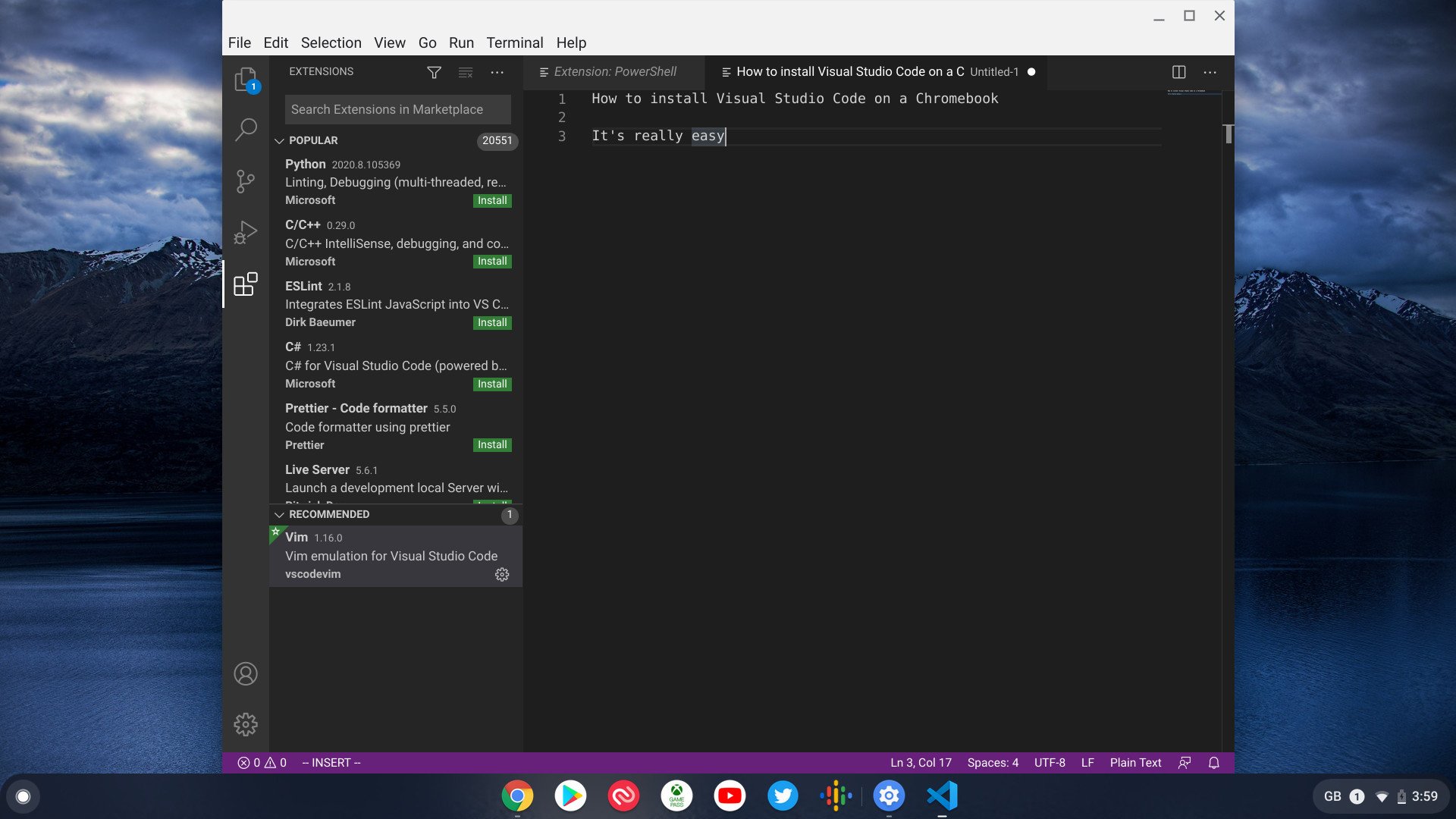 Tutustu 71+ imagen visual studio chromebook