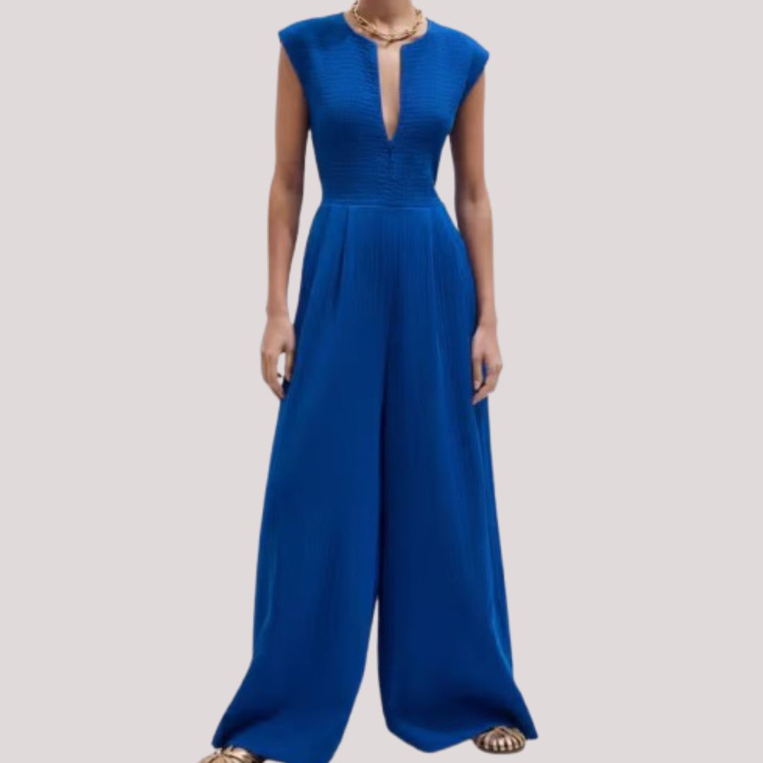 ME+EM Blue Wide-Leg Jumpsuit