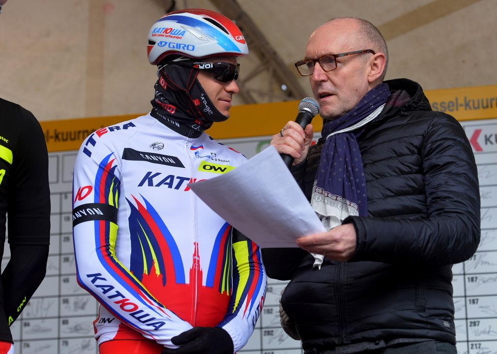 Alexander Kristoff (Katusha) interviewed pre-race. He would finish second