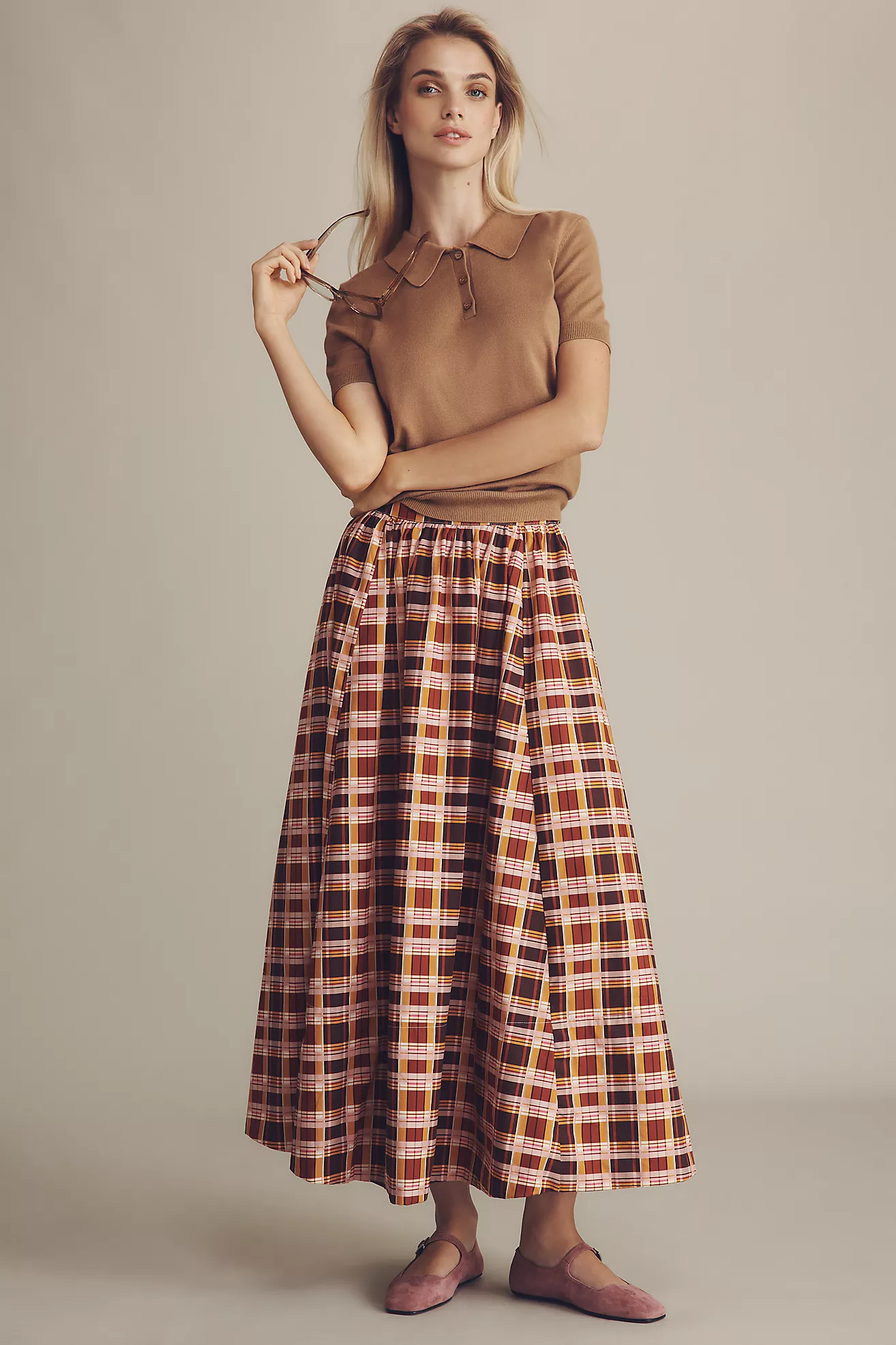 Maeve Poplin Printed Midi Skirt