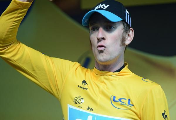 A fist pump from Tour de France leader Bradley Wiggins (Sky)
