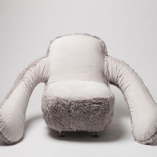 white and grey cuddly chair