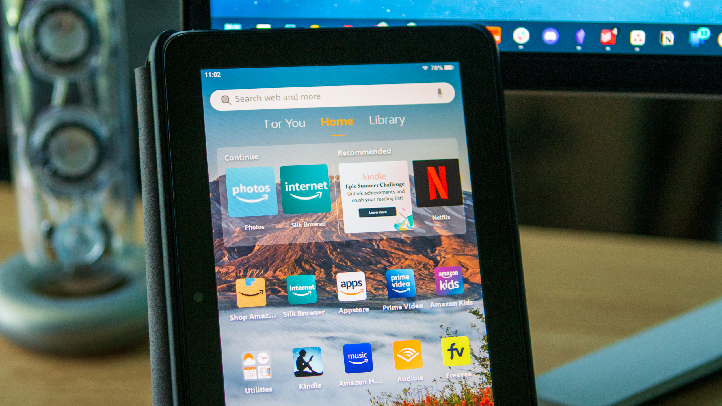 Amazon Fire 7 (2022) close up on the home screen