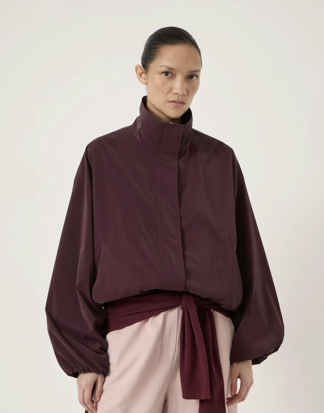 hush-uk, Maple Bubble Hem Funnel Neck Jacket