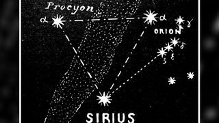 artist's illustration of the winter triangle containing Procyon