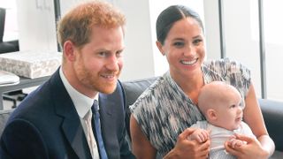 Prince Harry, Duke of Sussex, Meghan, Duchess of Sussex and their baby son Archie Mountbatten-Windsor meet Archbishop Desmond Tutu