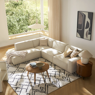 modern living room with white sectional