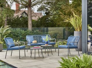 colourful garden furniture ideas: blue outdoor seating