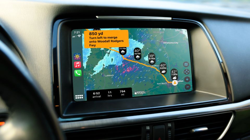Weather on the way Apple CarPlay app