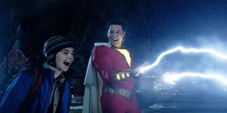 Shazam casting lightning with Freddy Freeman
