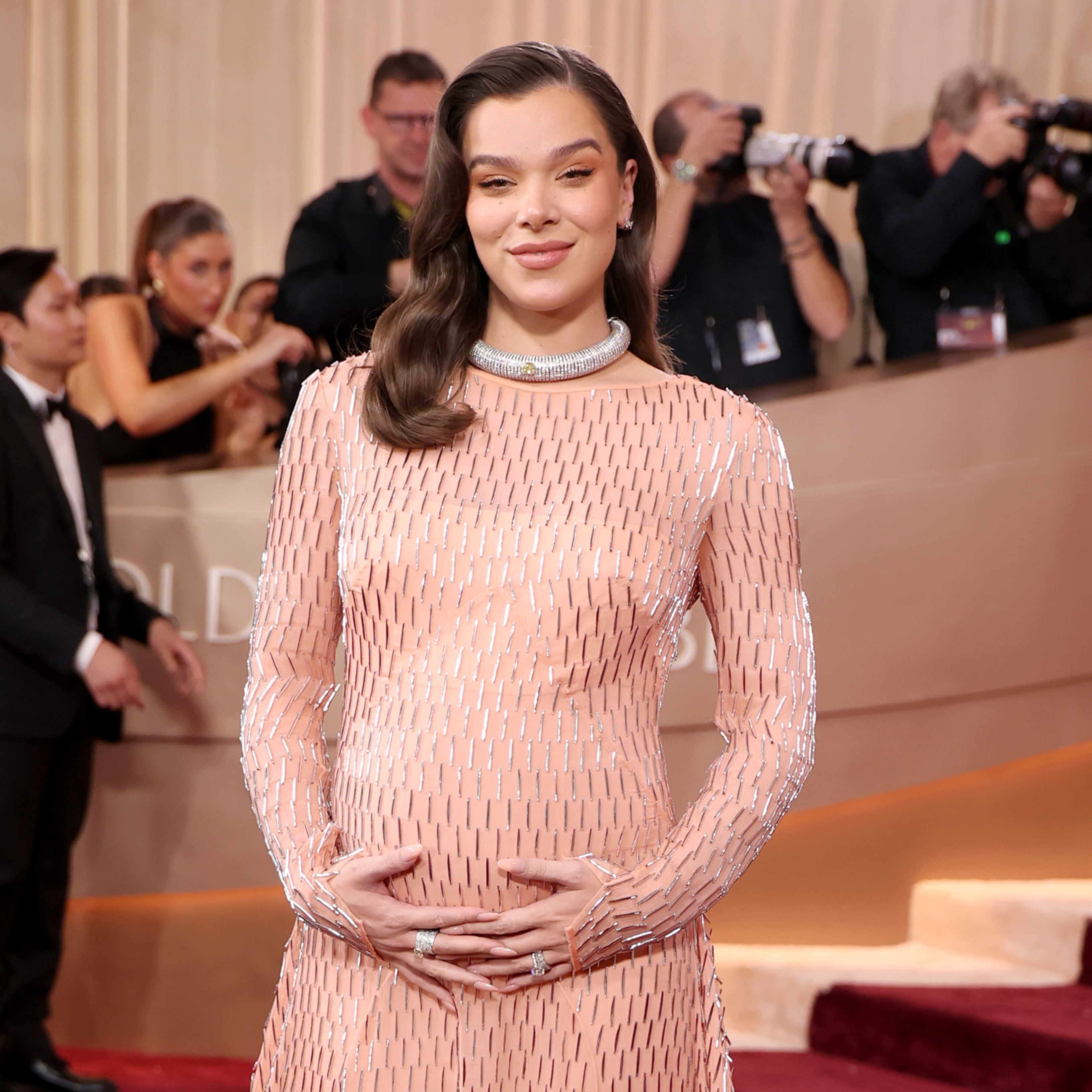 Hailee Steinfeld on the 2026 Golden Globes red carpet 
