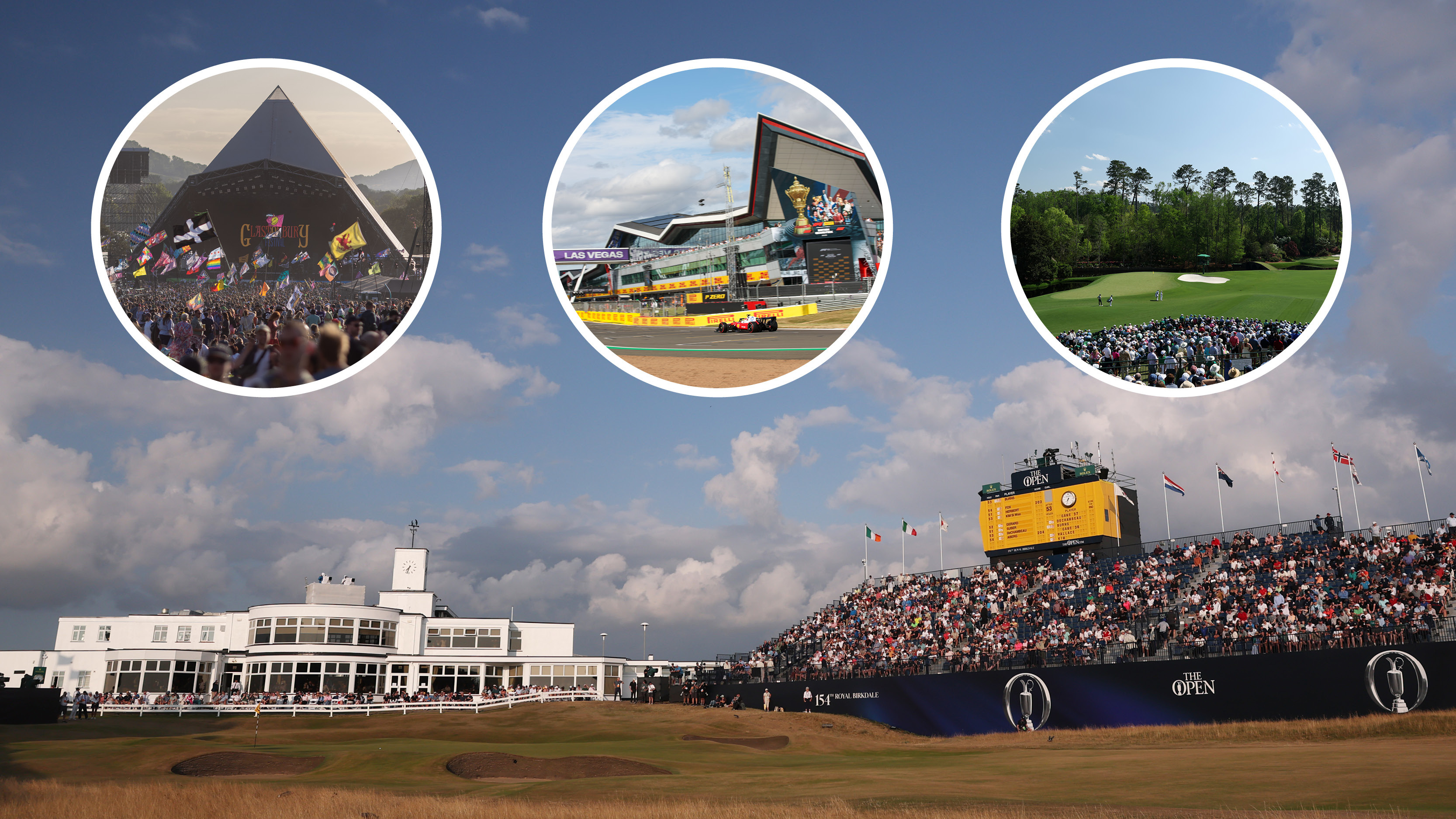 Royal Birkdale and insets of scenes of other big events