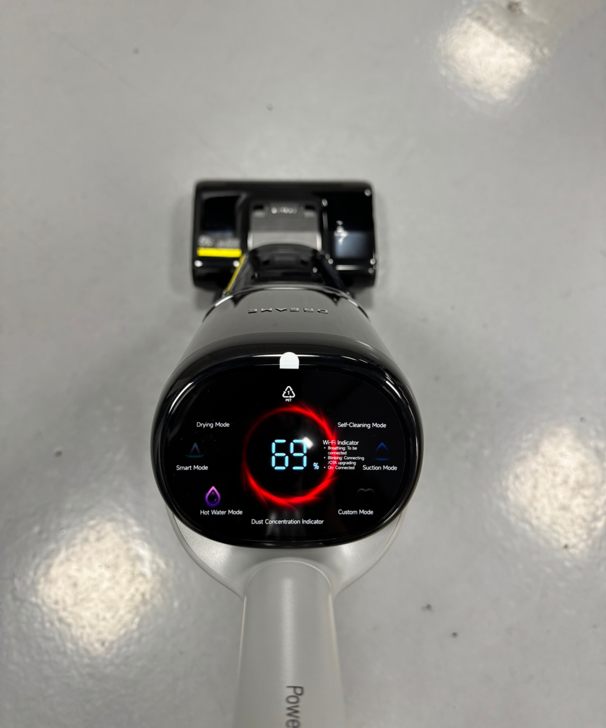 Dreame H15 Pro Heat screen showing cleaning modes and 74%.