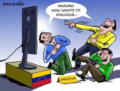 Political Cartoon World Venezuela Maduro dialogue request