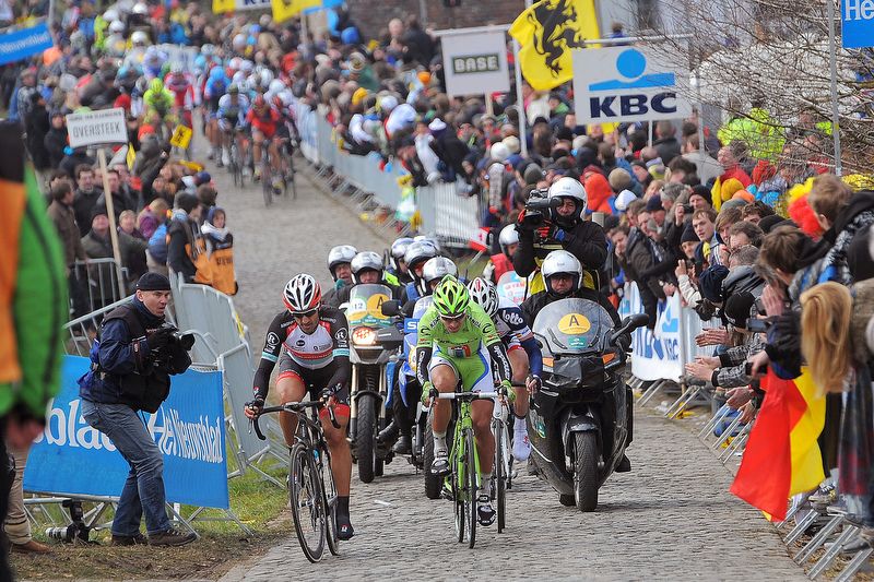 Fabian Cancellara about to drop Peter Sagan and J&uuml;rgen Roelandts and claim the 2013 Tour of Flanders