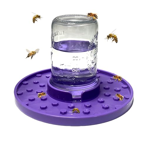 Bee Watering Feeder Station With Bottles Bee Insect Drinking Station Flower Bird Butterfly Drinking Cups for Outdoor Garden Yard Beehive Accessories (purple, 17cm)