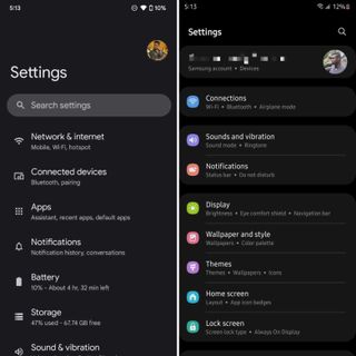 Comparison between the Pixel Launcher UI and One UI 4