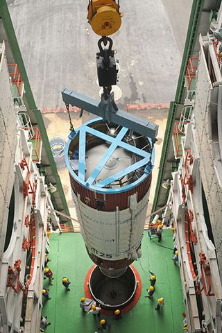 PSLV-C25 Two-Segment First Stage Integration Joining