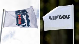 The PGA Tour and LIV Golf flags