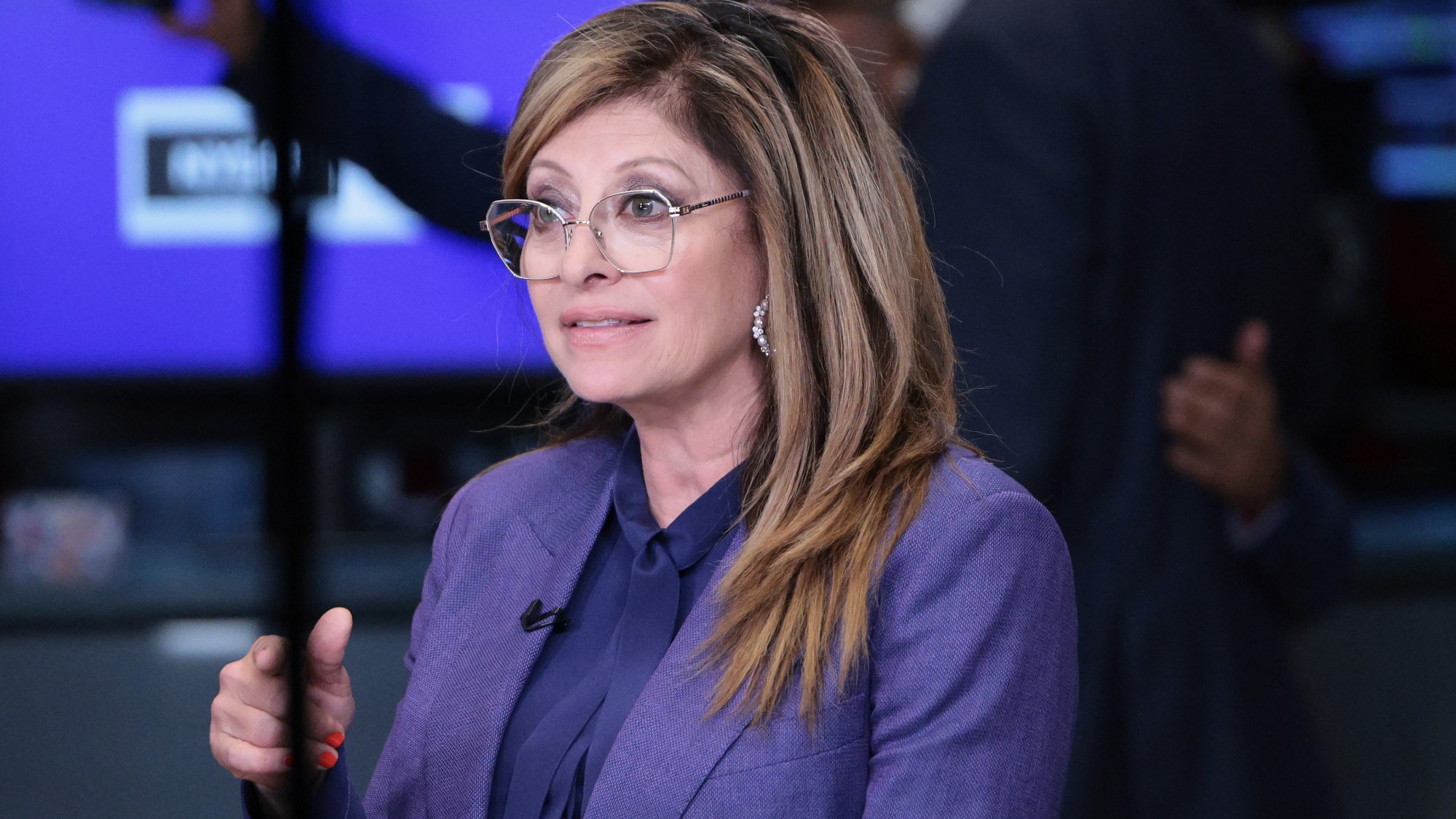 Fox Business anchor Maria Bartiromo speaks on the floor of the New York Stock Exchange during morning trading on July 01, 2026 in New York City.
