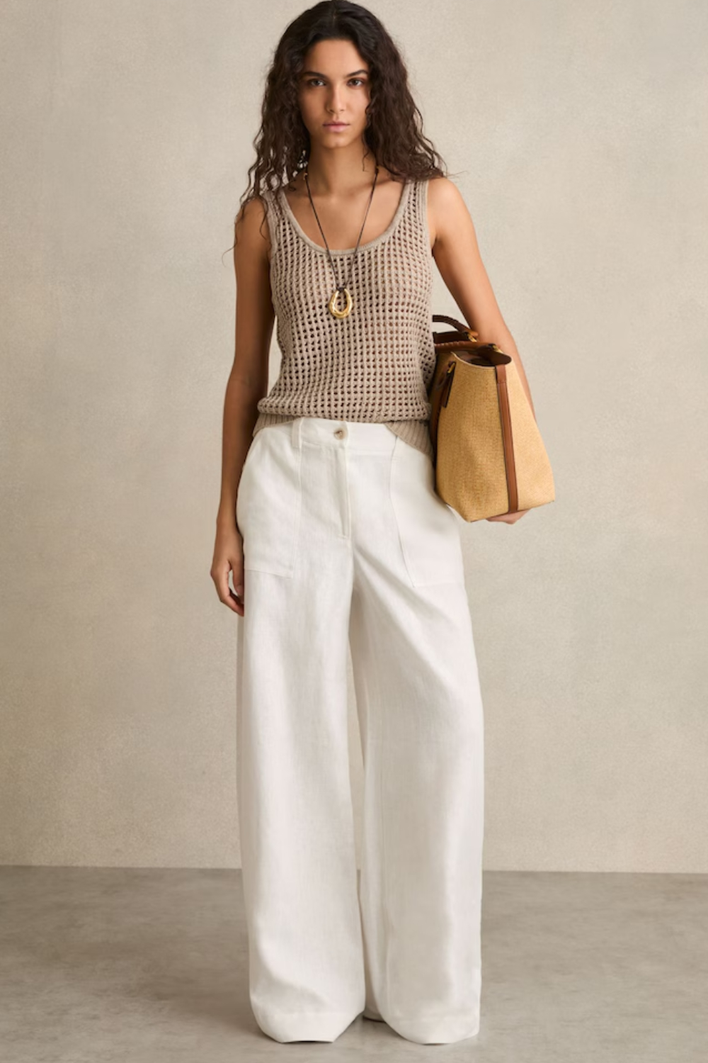 Ashby Linen Wide Leg Trousers in White