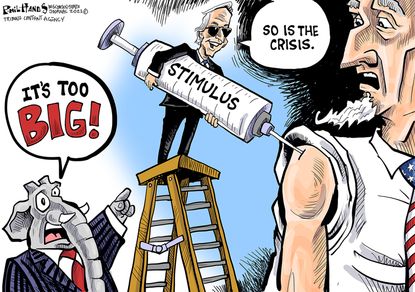 Political Cartoon U.S. biden covid stimulus gop
