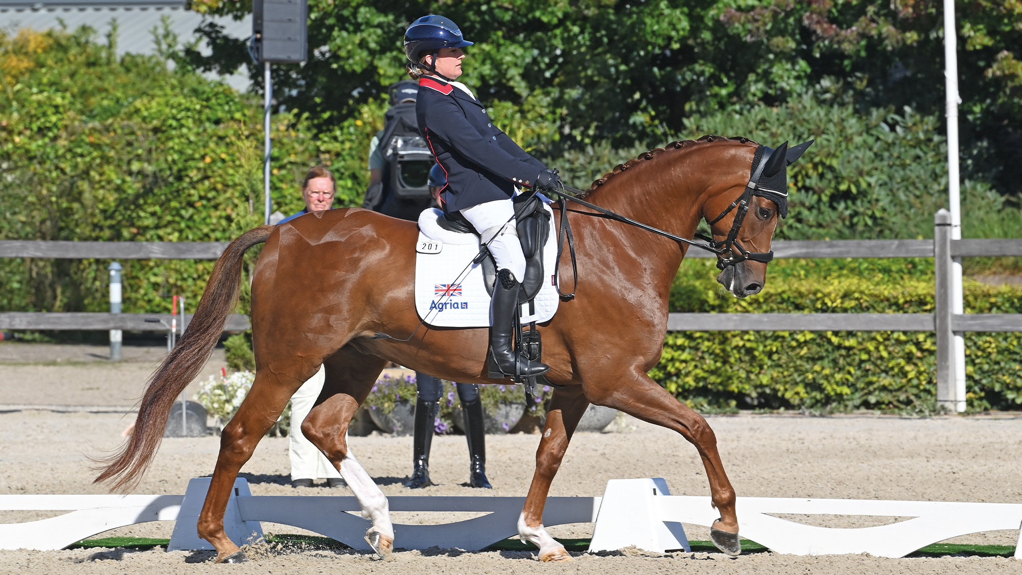 Jemima Green riding Fantabulous in dressage arena