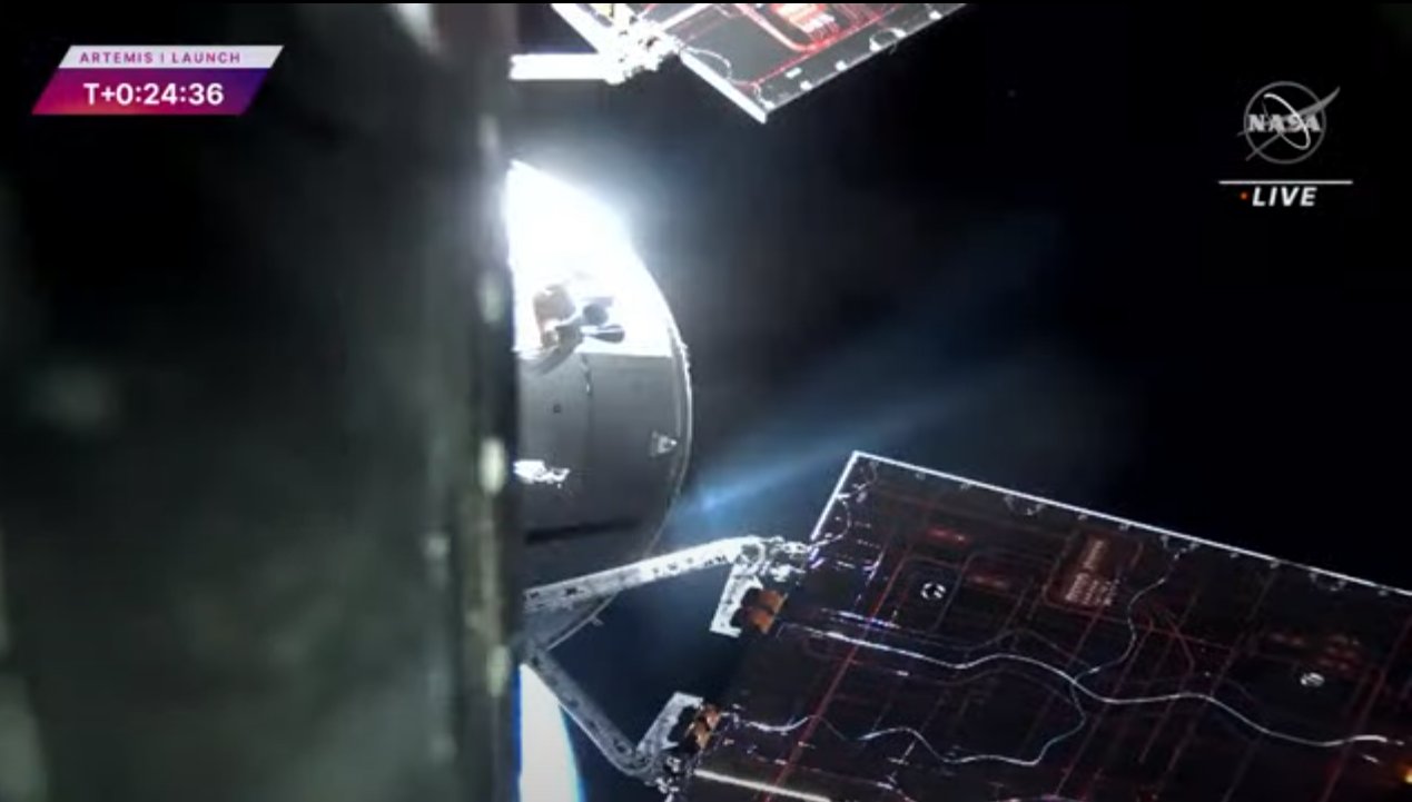 A view of Earth from the Orion spacecraft after the Artemis 1 launch
