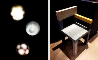 ’Moirè’ lights and concrete chair