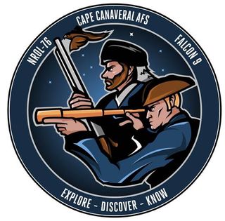 The National Reconnaissance Office (NRO) tweeted this mission patch for its NROL-76 satellite, showing Lewis and Clark setting out to explore the Louisiana Territory.