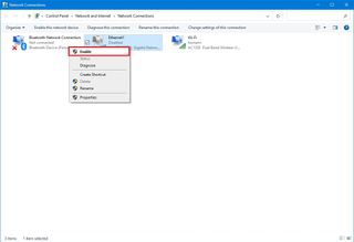 Enabling network adapters in Windows 10