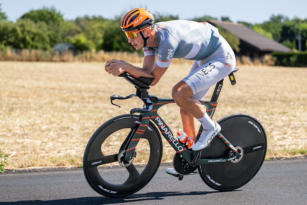 Joshua Tarling (Netcompany-INEOS) during reconnaissance of stage 16 of the 2026 Tour de France (Photo by DAVID PINTENS / BELGA MAG / Belga / AFP via Getty Images)