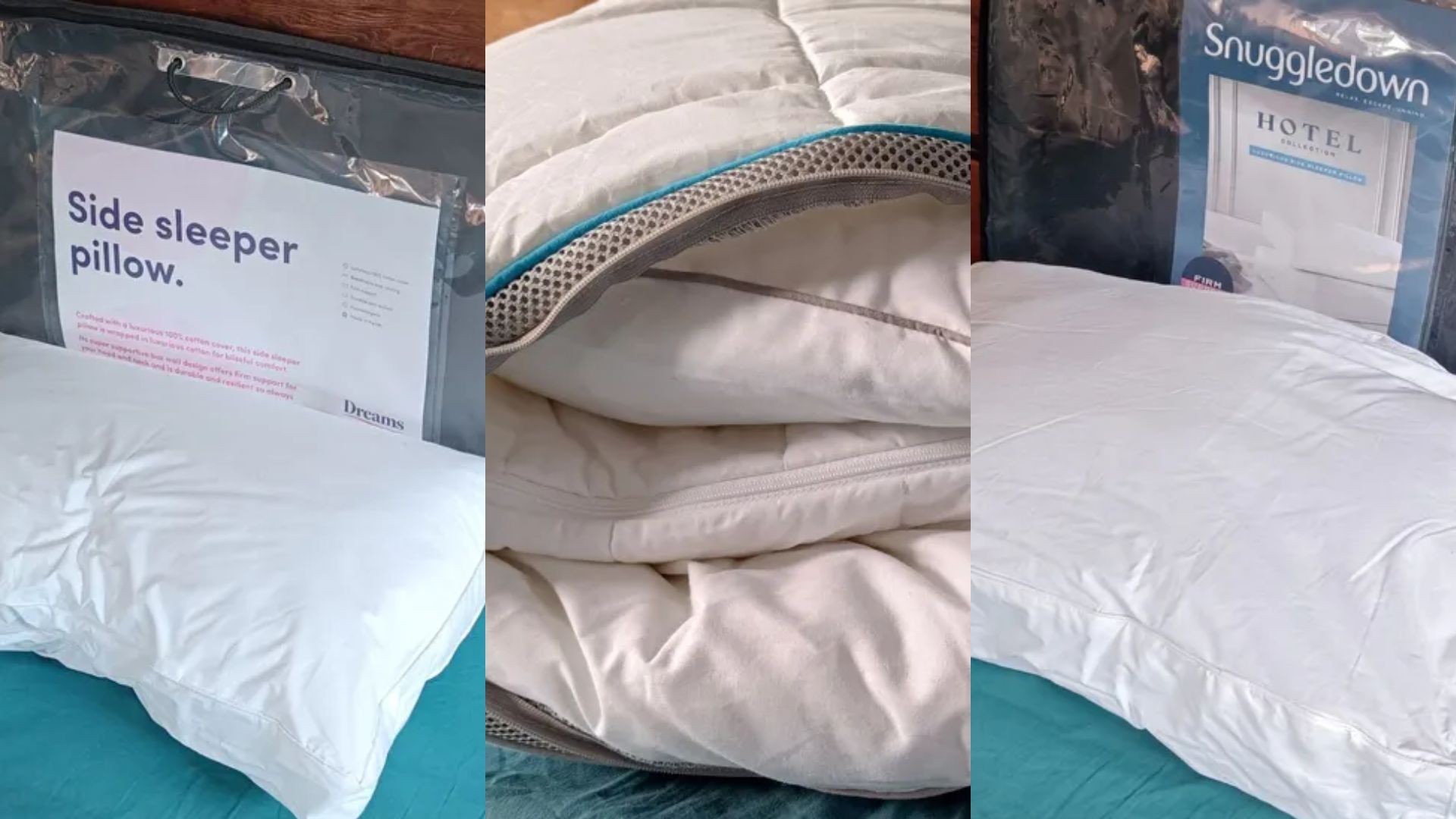 Caramel Quin testing various pillows for side sleepers