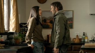 Daniela (Jennifer Connelly) and Jason (Joel Edgerton) talking to each other in Dark Matter season 2.