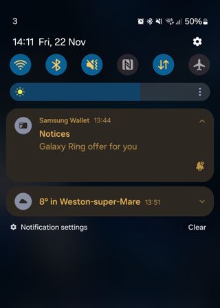 Samsung Live Blog 2024, screenshot of a phone notification