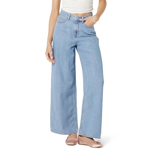 The Drop Alba Wide-Leg Relaxed Denim Pants, Light Indigo, 8