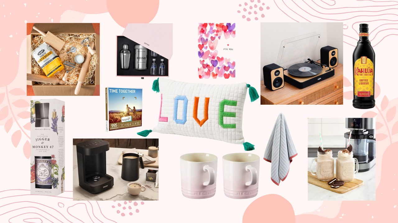 A collage of cutout and lifestyle shots of some of the best gifts for couples