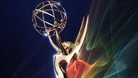Emmy Award trophy radiating different colors in poster for 2026 Primetime Emmy Awards