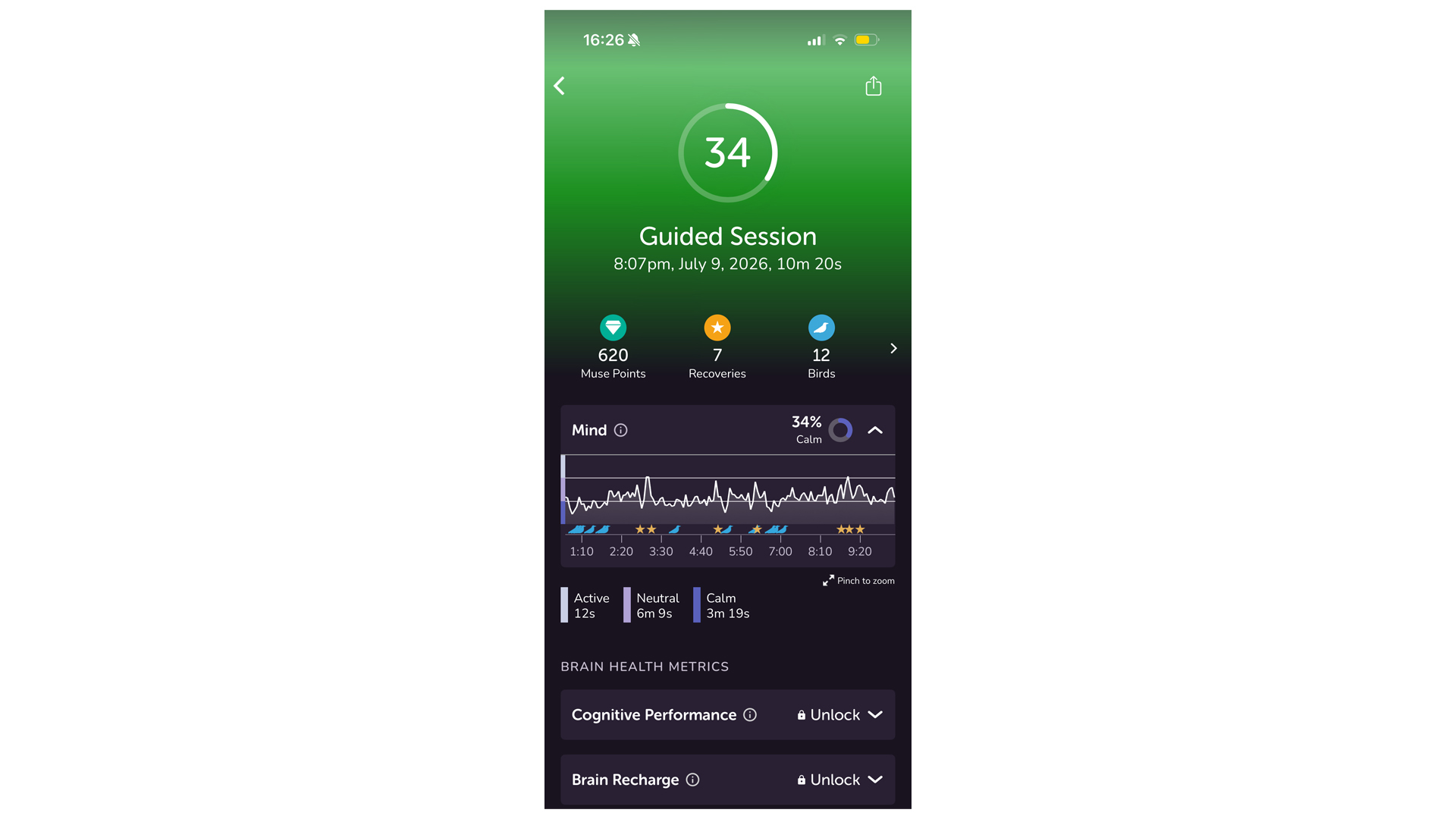 A screenshot of the Muse app following a meditation session