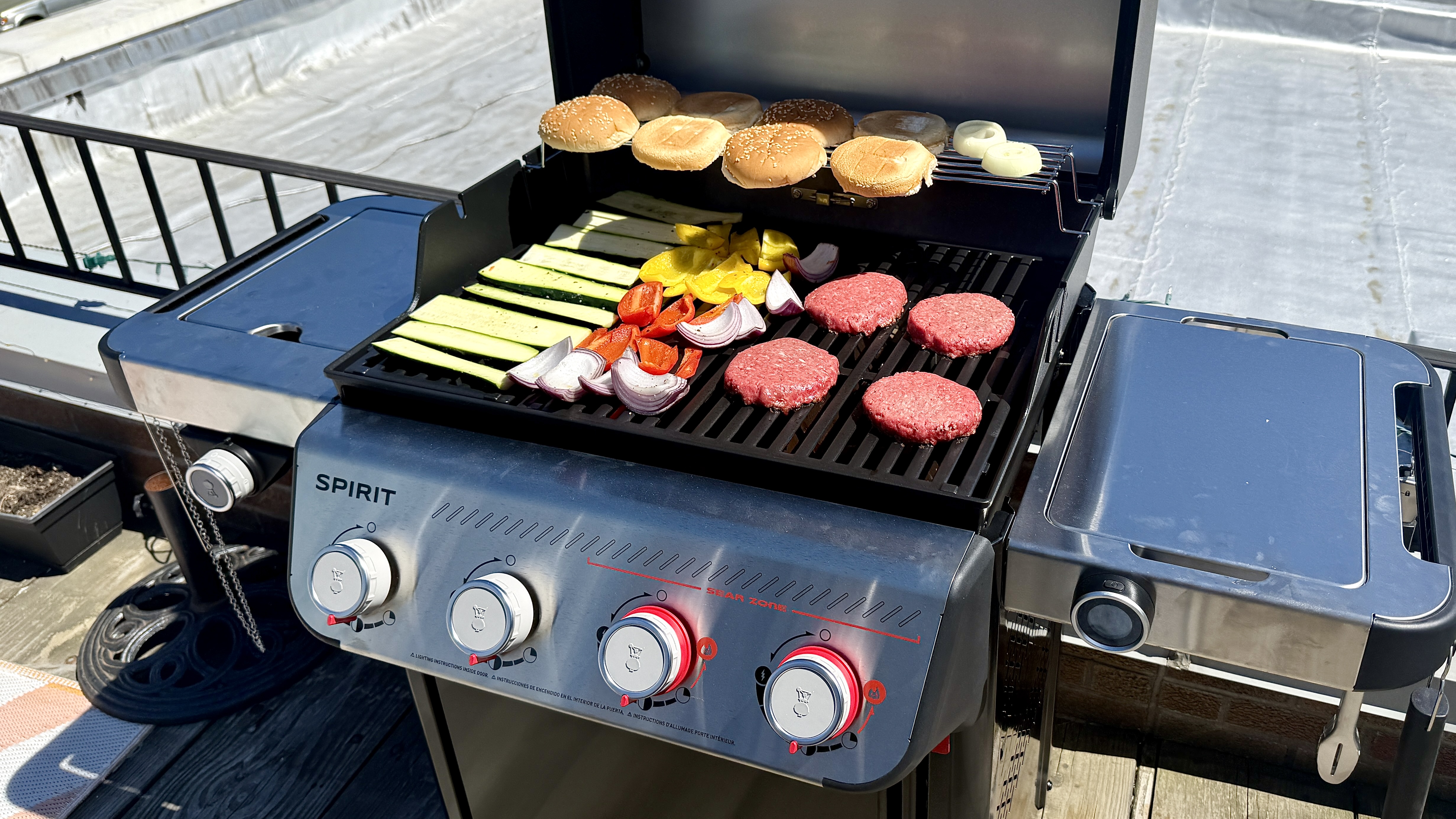 Cooking food on a Weber Spirit grill
