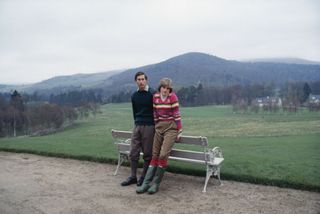 Prince Charles Prince of Wales with his fiance Lady Diana Spencer during a photocall before their wedding while staying at Craigowan Lodge on the Balmoral Estate in Scotland 6th May 1981 Photo by Tim Graham Photo Library via Getty Images