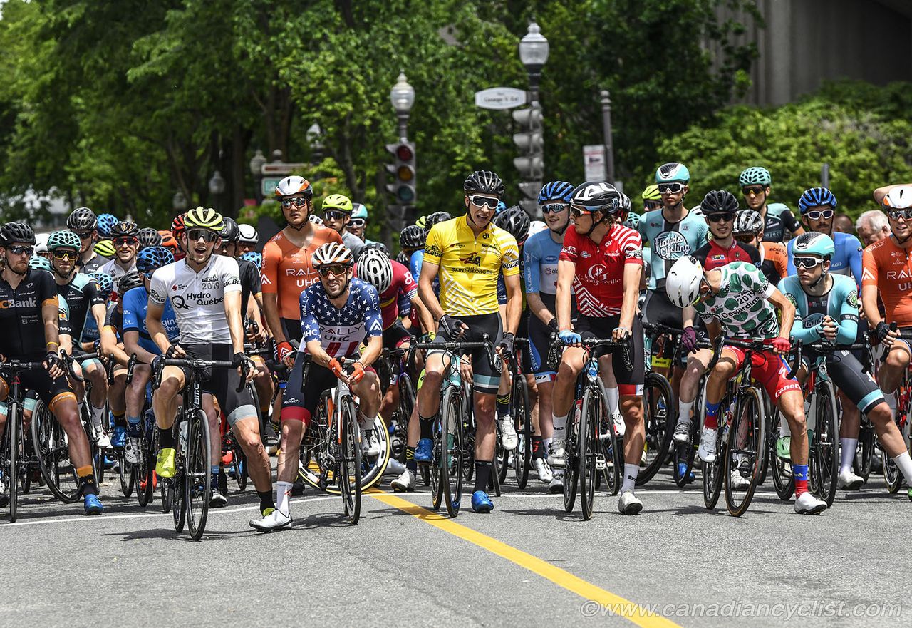 The peloton awaits the start of stage 4 of the Tour de Beauce.