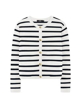 Lillusory Women's Striped Cardigan Sweaters Fall Oufits Clothes Fashion Trendy Long Sleeve Tops Casual Knit Tweed Jackets