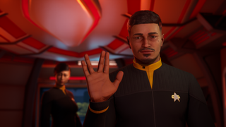 Carter giving the vulcan salute